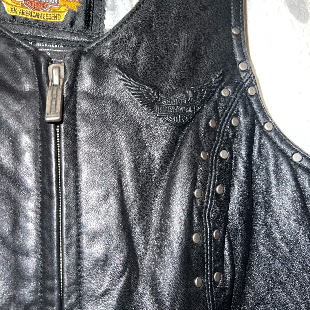 Harley-Davidson Black Studded Leather Vest - Picture 2 of 8
